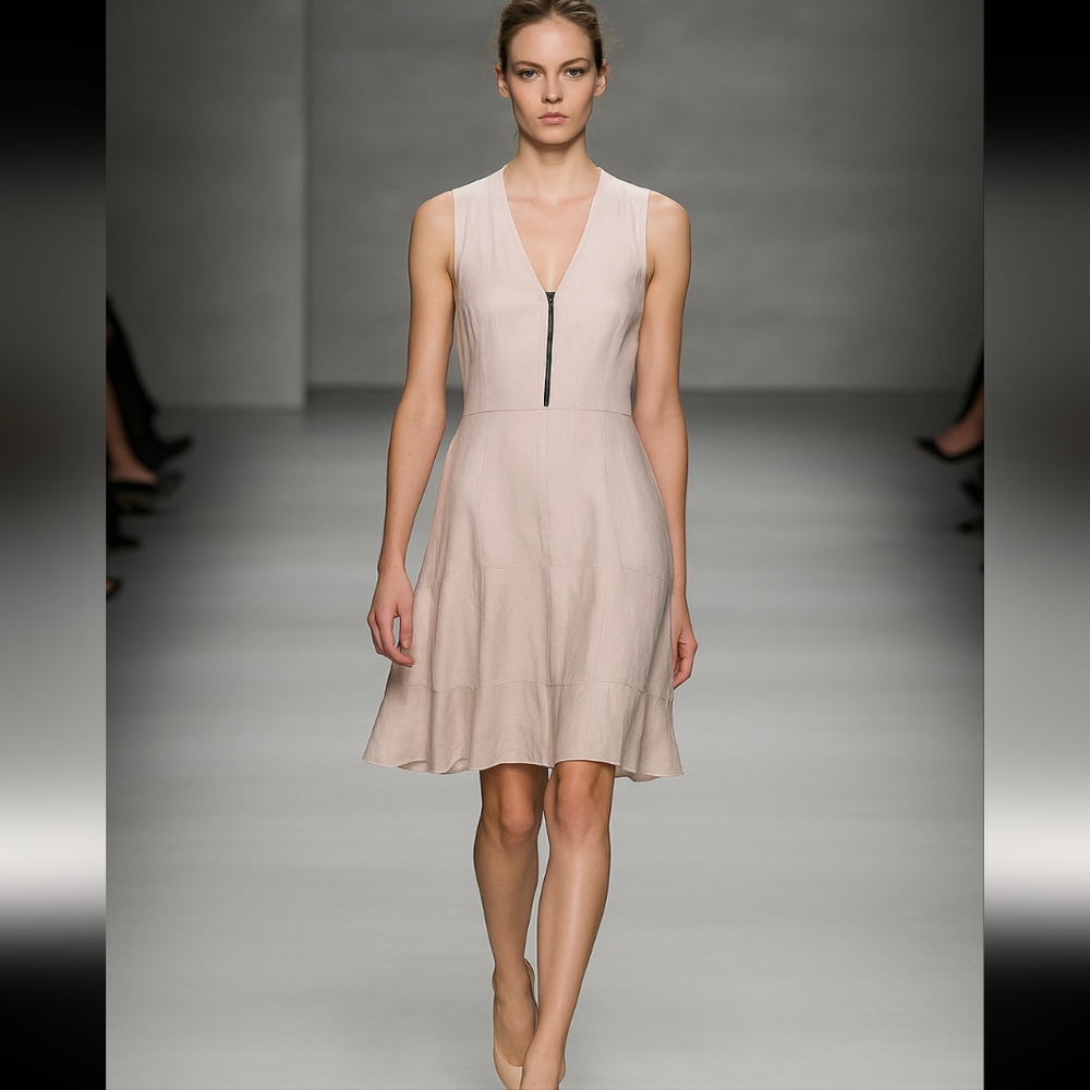 All Saints Silk Cream Fit and Flare Party Cocktail Dress Size 4
